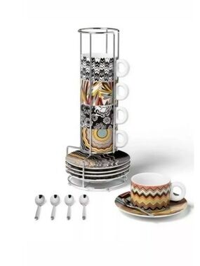 Missoni for Target Multicolor Zigzag Espresso Cup and Saucer Set with Rack